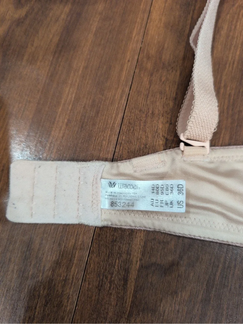 36D Shiny Beige Floral Lined WACOAL Clear & Classic Contour Bra #853244 Lace